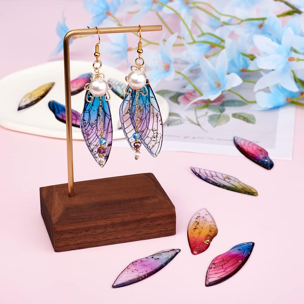 Craftdady Dijes de alas de mariposa de resina, colgantes de alas de hada de insectos, lindos animales, colgantes de hongos, dijes degradados de cola