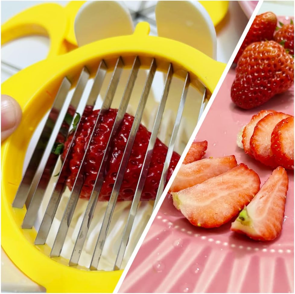 Cortador de huevos 3 en 1 con cuchillas de metal para huevos duros y frutas suaves, cortador de huevos duros duros de acero inoxidable, cortador de