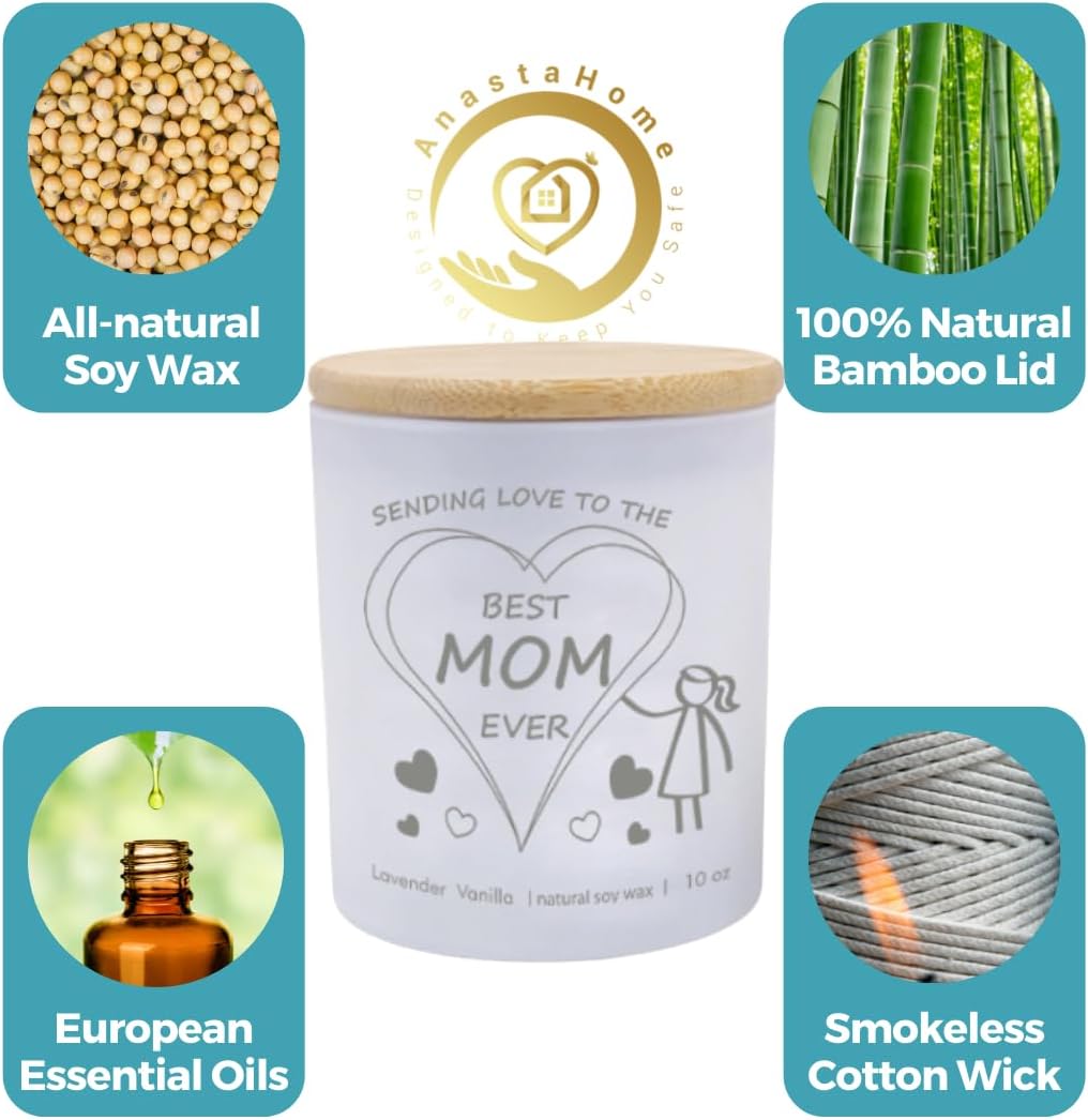 Vela blanca perfumada Best Mom Ever de hija, hijo para cumpleaños, Navidad, día de la madre, vela de 10 onzas