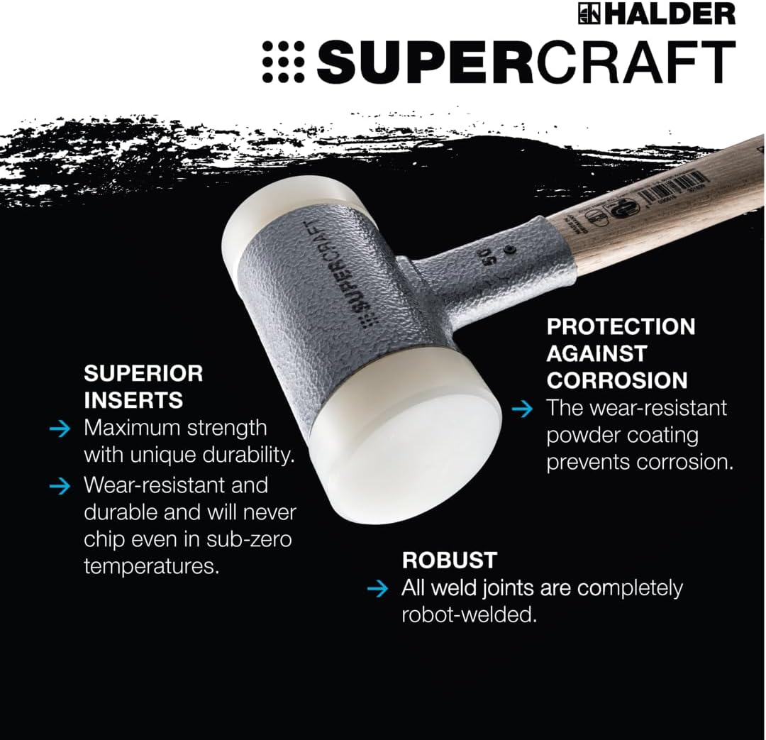 Halder – AR3366.030 3366.030 Supercraft Martillo de golpe muerto de 15 onzas, mango de nogal