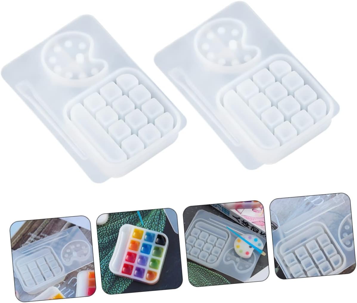 COHEALI 2 unids caja paleta plantilla bandeja de cristal molde de arcilla moldes de resina silicona lápiz labial resina epoxi bandeja de resina de