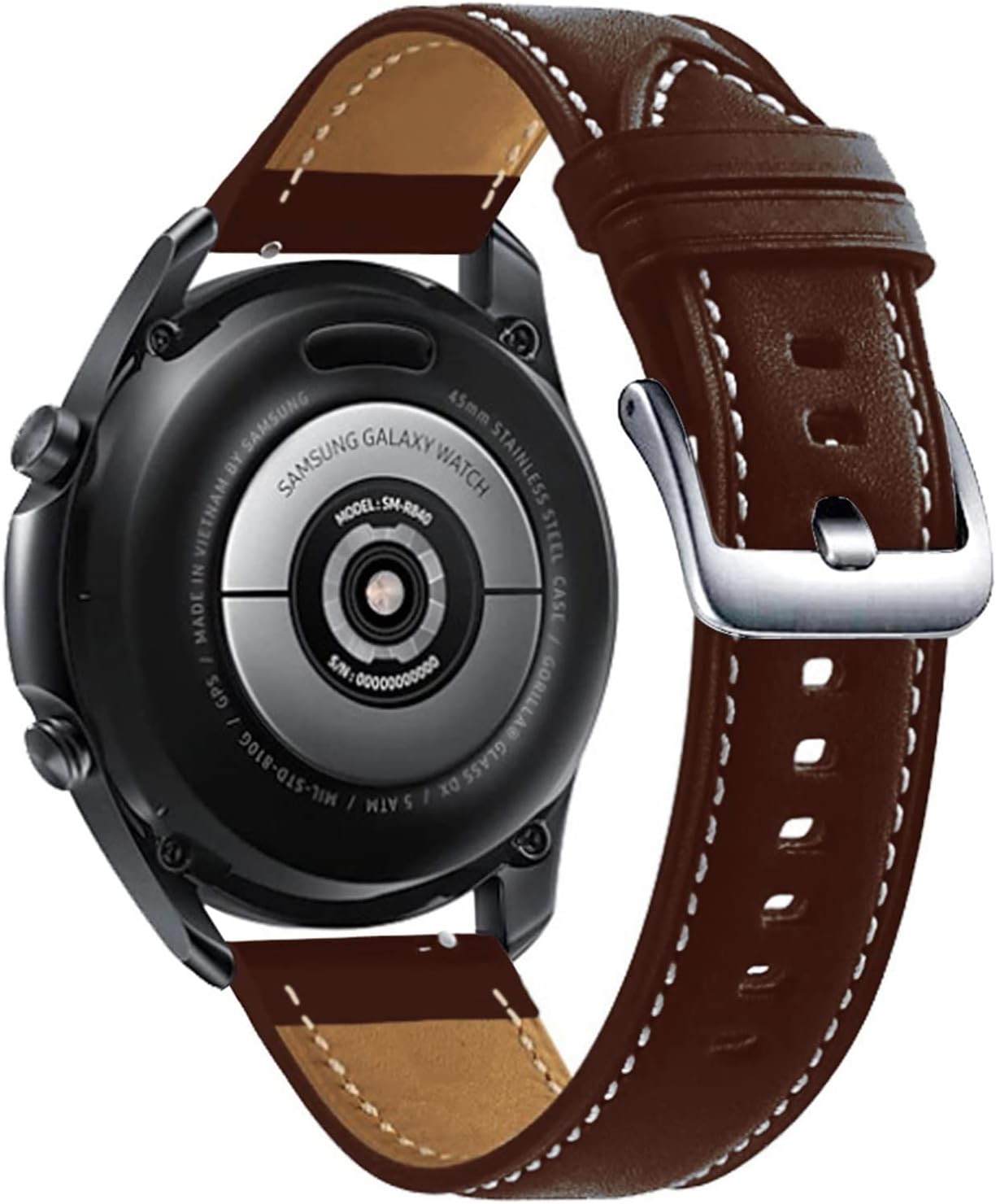 GANYUU Correa de cuero de 22 de 0.787in para Samsung Galaxy Watch 3 41 de 1.772in y 1.654in para Huawei Watch 3 GT2 de 1.811in Pro (color marrón,