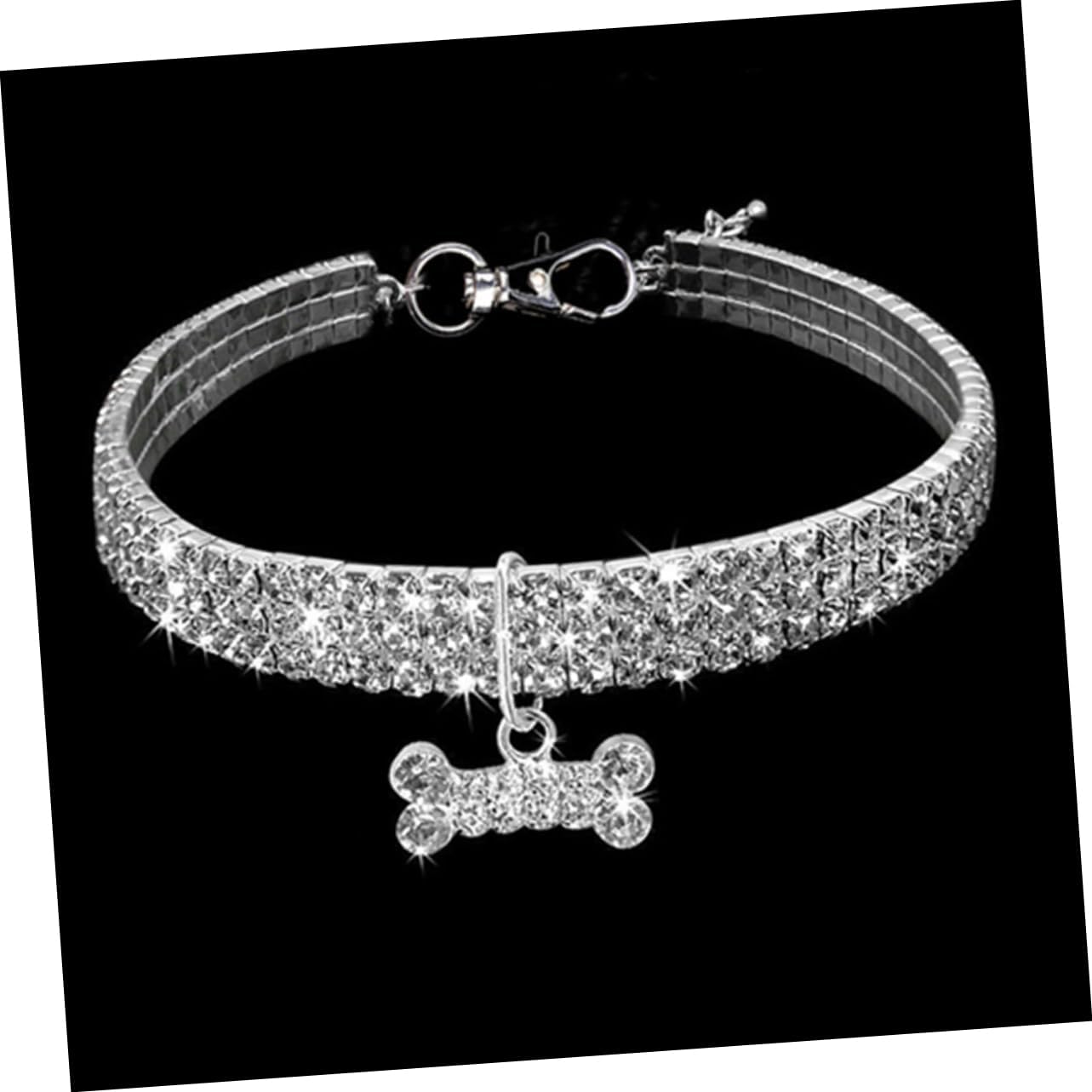 POPETPOP 1 collar de perro con diamantes de imitación, cadena elástica para el cuello de gato, collares para cachorros, collares ajustables para