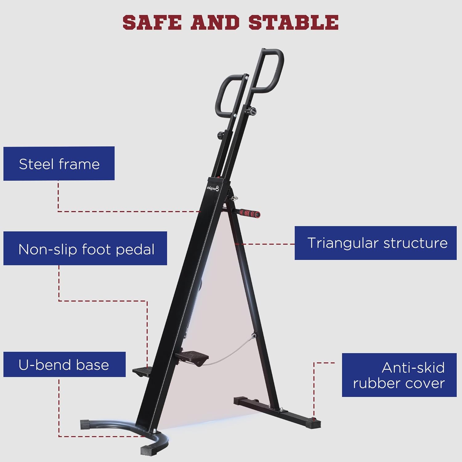 Soozier Máquina de ejercicios de escalada vertical plegable, máquina de escalada ajustable en altura, escaladora con monitor LCD y ruedas de