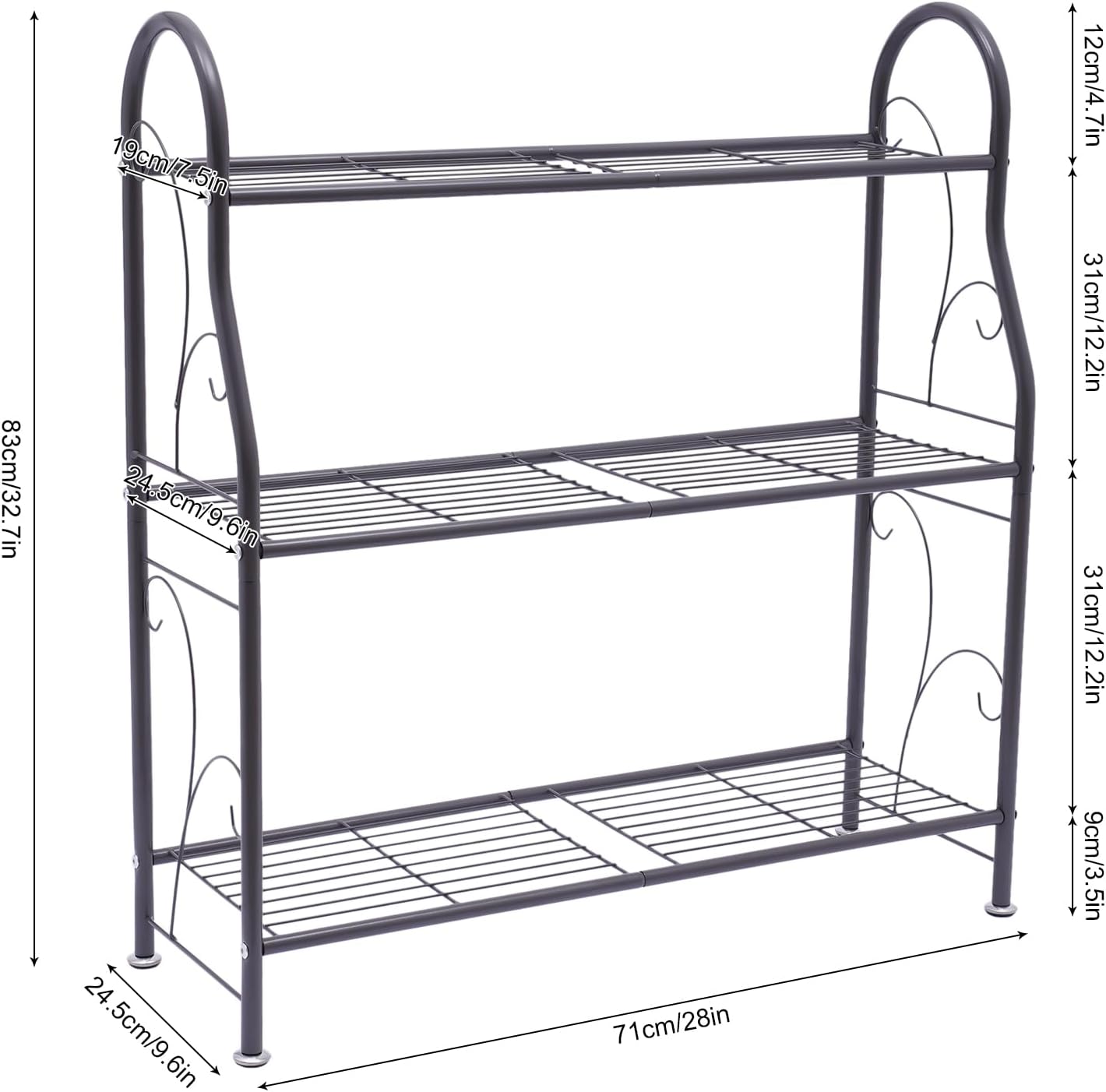 Soporte para plantas de 3 niveles, soporte para macetas de flores para interiores y exteriores, soportes altos de esquina para patio, jardín,