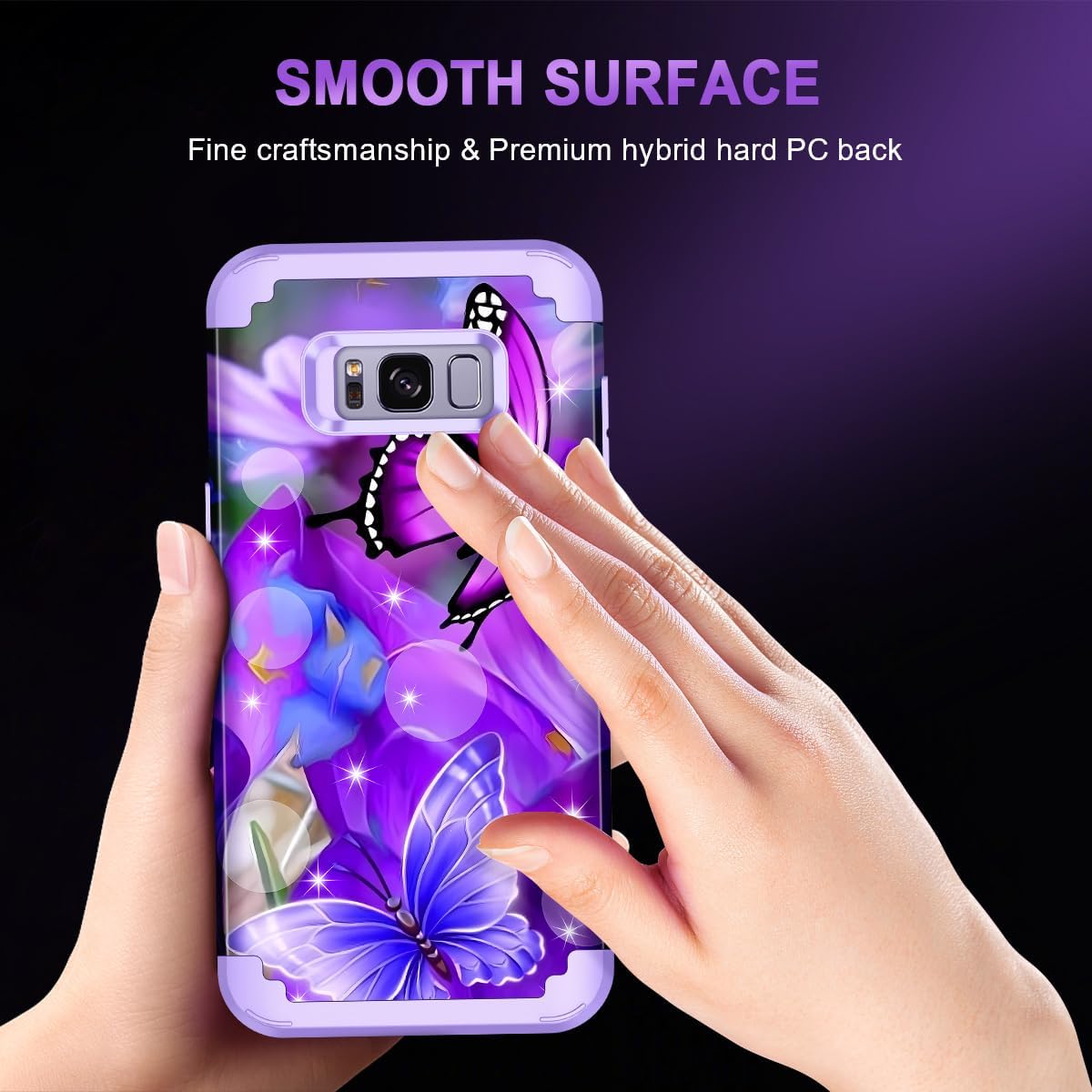 Miqala Funda para Galaxy S8, diseño de mármol de tres capas, resistente, a prueba de golpes, de plástico duro, funda protectora de goma de silicona