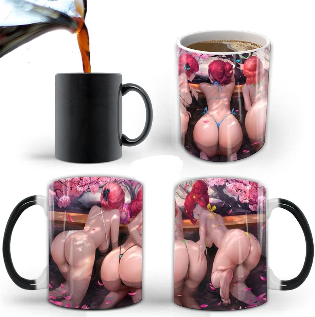 Taza de café de belleza de anime sensible al calor, taza de cerveza de café que cambia de color, taza de café creativa, buen regalo para fanáticos
