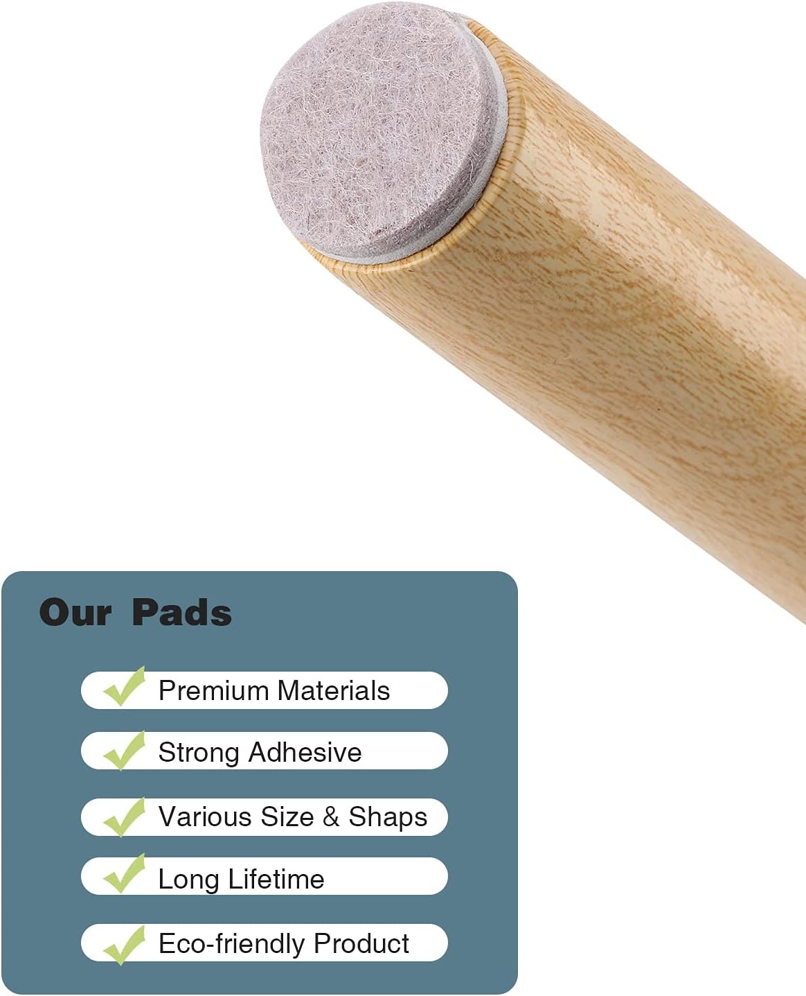 Almohadillas de fieltro para muebles, paquete de 258, protectores autoadhesivos de madera dura, deslizadores fáciles de muebles para sillas, mesa,
