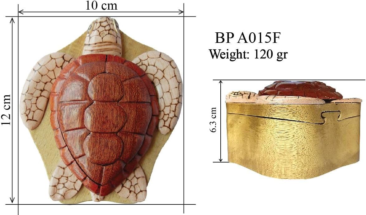 Honu Turtle – Caja de rompecabezas de madera con temática hawaiana – Cerradura mezclada con diseño – Almacenamiento de seguridad – Caja de