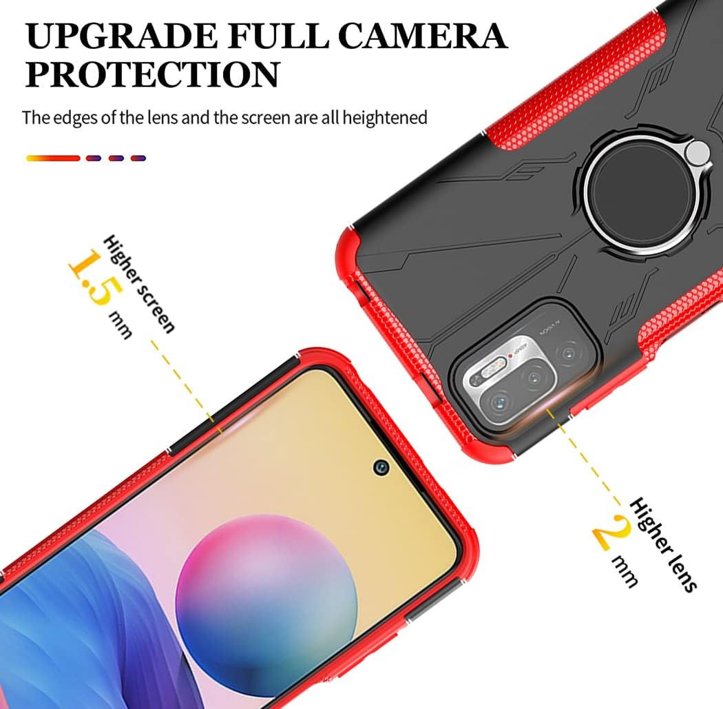 Funda compatible con Redmi Note 10 5GPoco M3 ProRedmi Note 10T 5G con protector de pantalla de vidrio templado, soporte magnético para Xiaomi Redmi