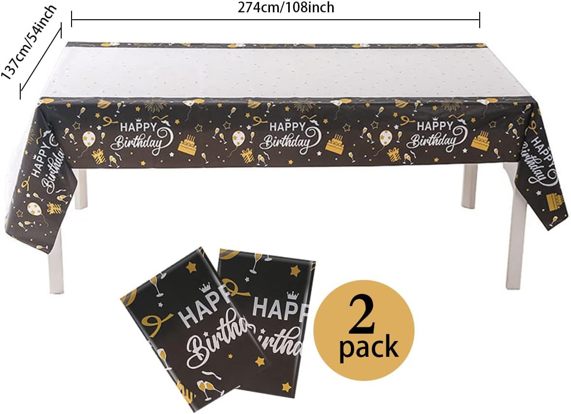 Happ – Mantel rectangular para fiestas de cumpleaños en interiores o exteriores, suministros para mujeres y hombres (54 x 108 pulgadas, 2 unidades)