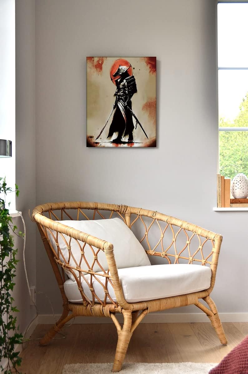 Samurai Warrior Ninja Japan Bushido – Lienzo moderno para pared, letreros enmarcados para el hogar, sala de estar, dormitorio, oficina, 11 x 14