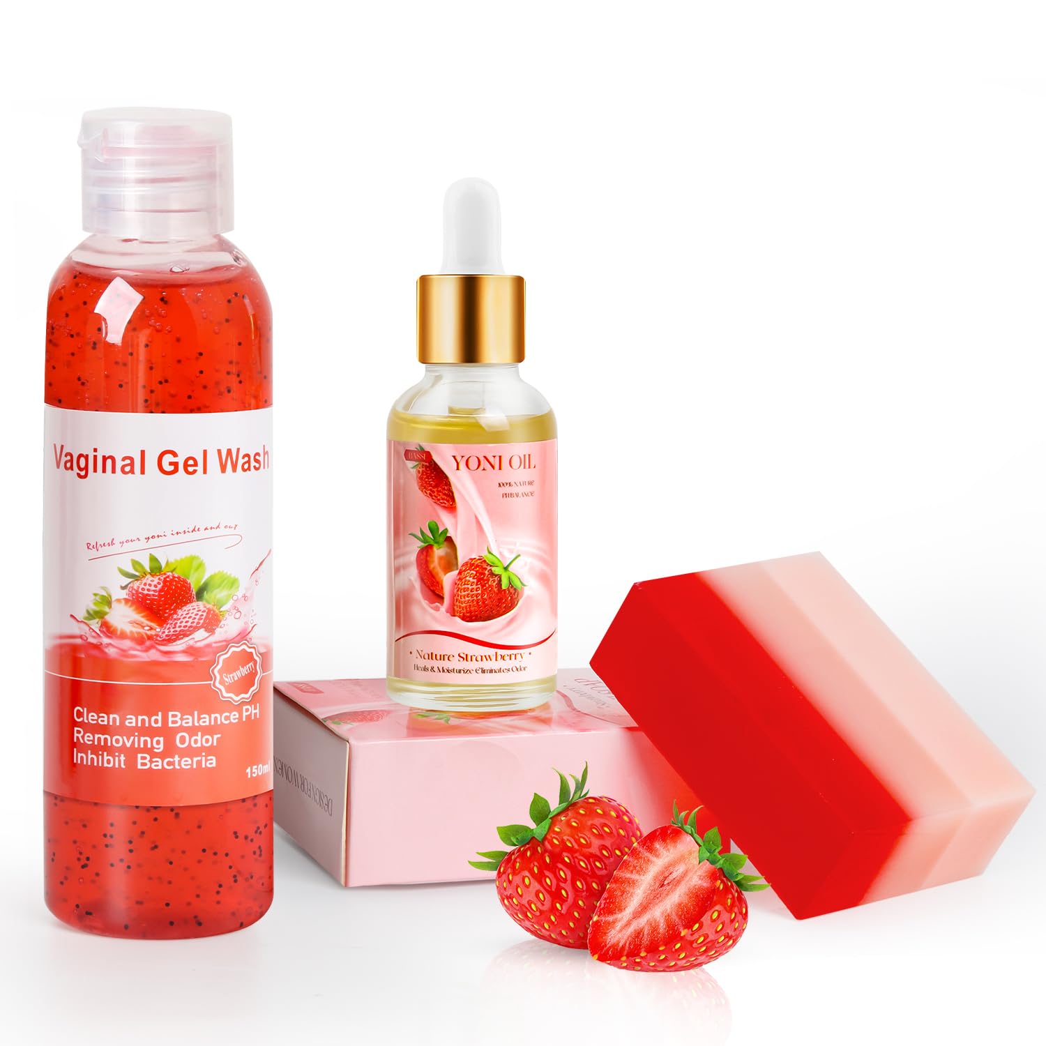 Juego de lavado femenino y aceite Yoni y jabón Yoni para mujer, lavado Yoni para equilibrio vaginal de pH elimina el olor, hidratante de 1 onza