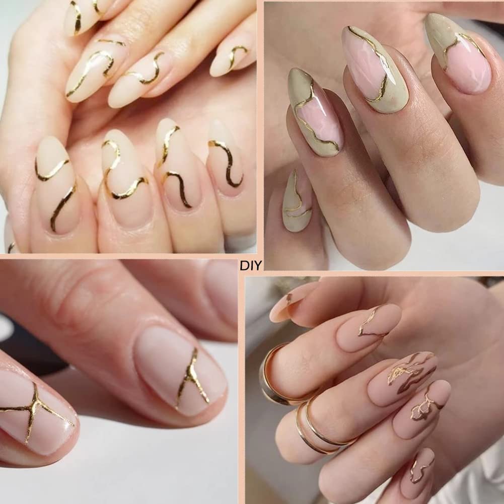 12 hojas de calcomanías de uñas 3D autoadhesivas doradas, líneas de rayas onduladas coloridas, diseños de uñas de estrella, luna, corazón, diseños