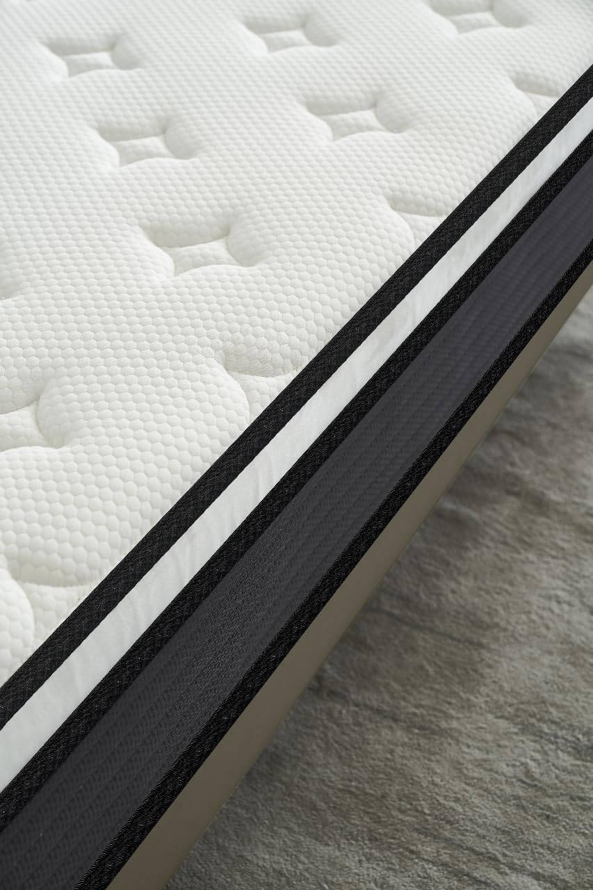 Container Furniture Direct Colchón híbrido tamaño Queen de 10 pulgadas en una caja, cojín de cama con diseño transpirable e hipoalergénico, firmeza
