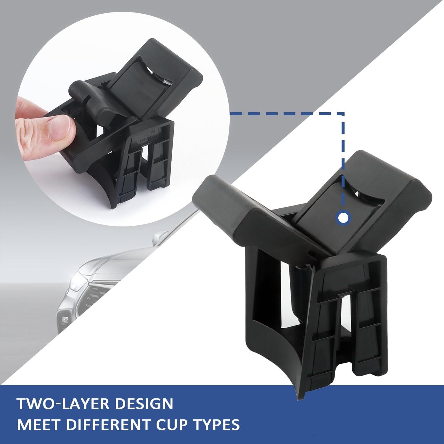 Soporte para portavasos de automóvil compatible con Highlander 2014-2020, divisor de soporte de bebida para automóvil con inserto de resorte para