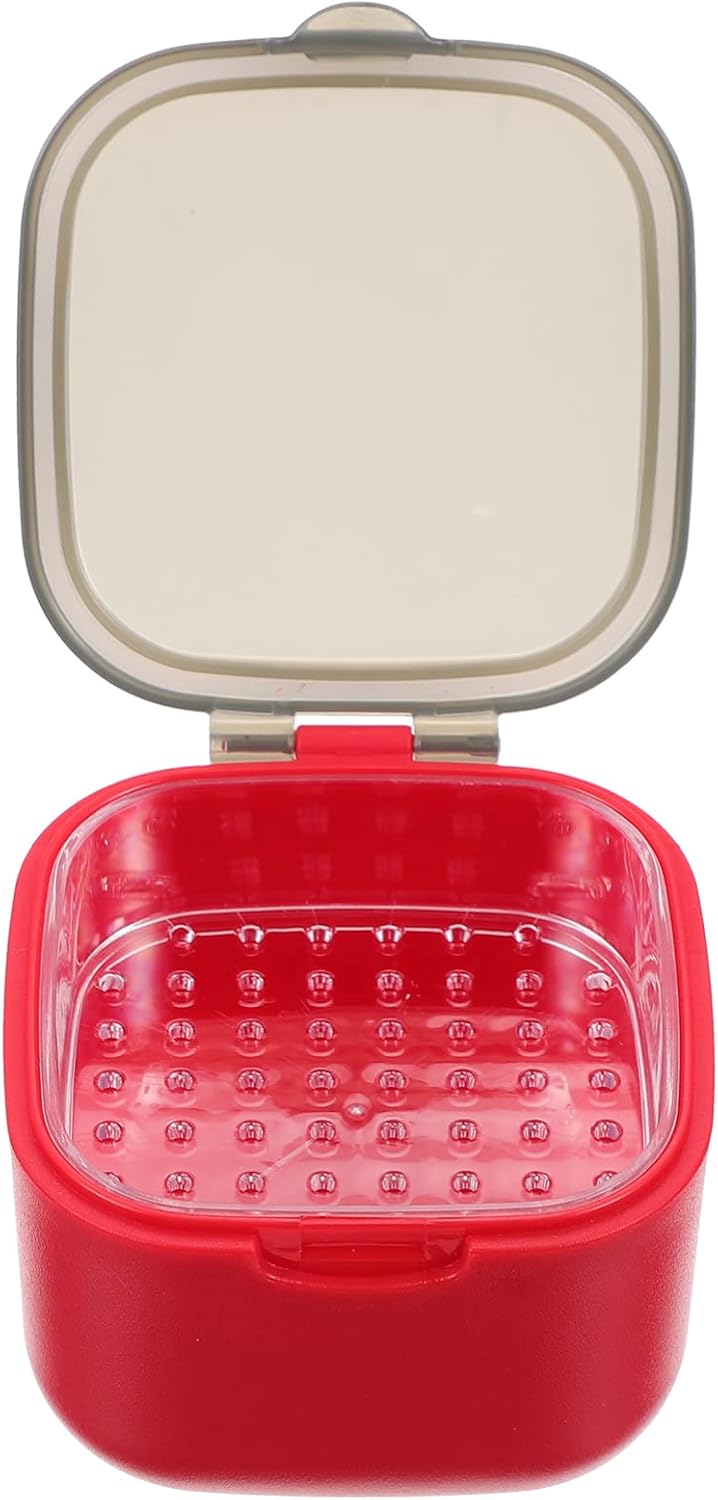 EXCEART Caja de baño de dentadura postiza con colador, caja de almacenamiento de dentadura dental, caja de retención de dientes, protector bucal,