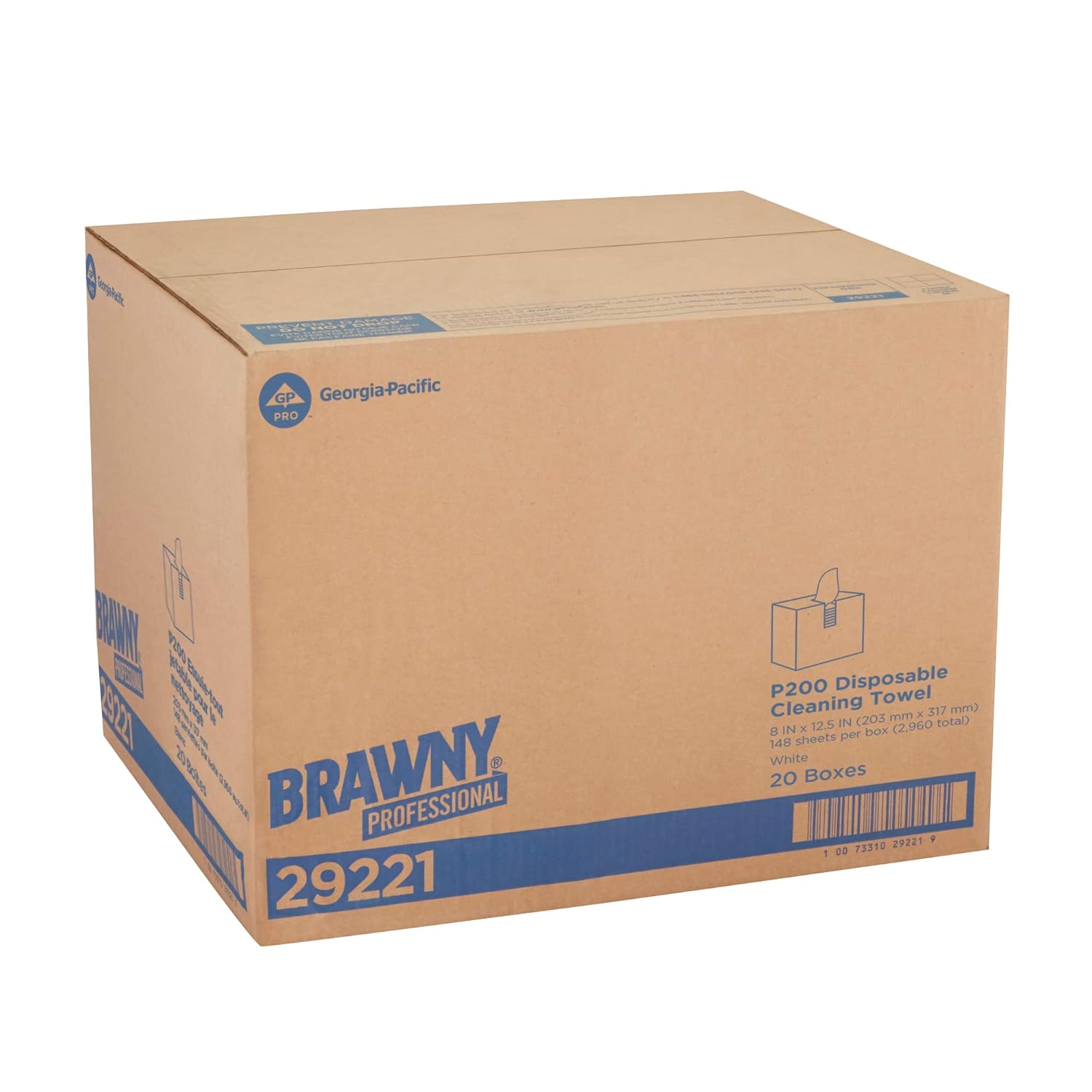 Brawny Professional P200 – Toalla de limpieza desechable de GP PRO (Georgia-Pacific), 29221, 14 pliegue, blanco, 2960 unidades (148 toallas por