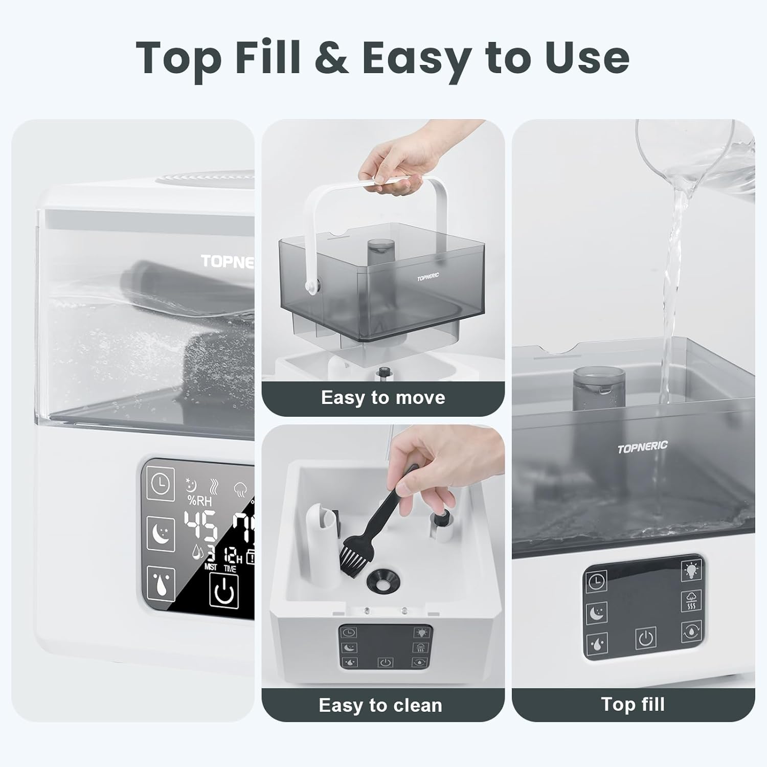 Humidificadores para dormitorio, humidificador de llenado superior de 6 L, humidificador de niebla fría y cálida para el hogar, bebé, guardería,