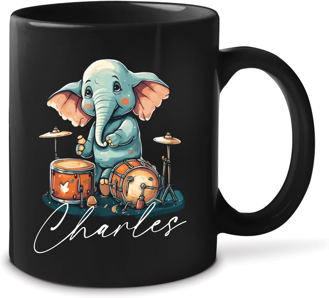 Taza de elefante personalizada con nombre 2023, regalos personalizados para los amantes de los elefantes, taza de tambor de juego de elefantes,