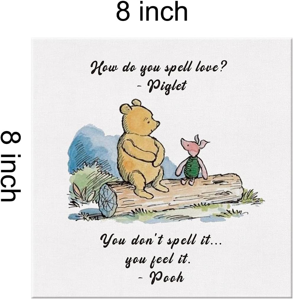 Lienzo decorativo clásico de Winnie the Pooh con frase de amor con texto en inglés “How Do You Spell Love”, cuadros enmarcados, carteles listos para