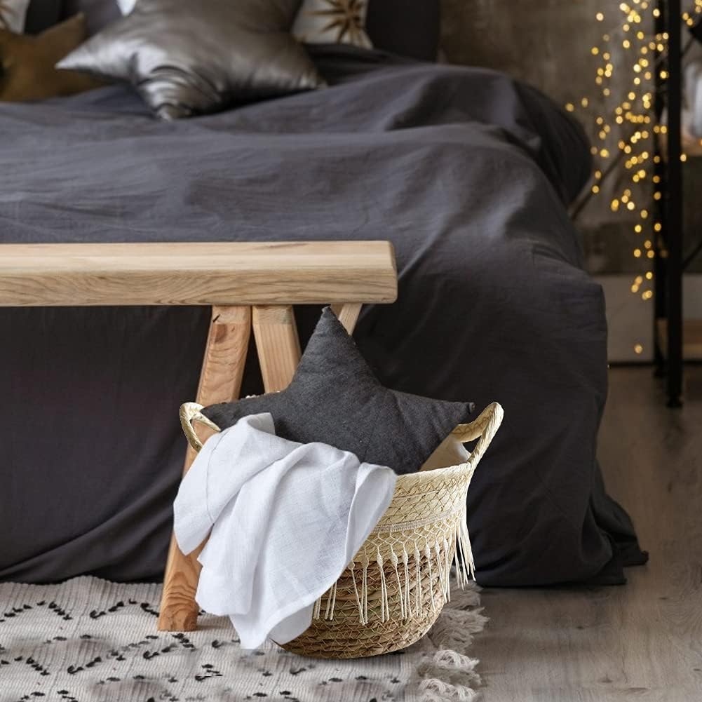 Cesta de almacenamiento tejida de hierba marina para plantas, cesta de lavandería de egrass, cestas decorativas de mimbre con asas, cesta de vientre