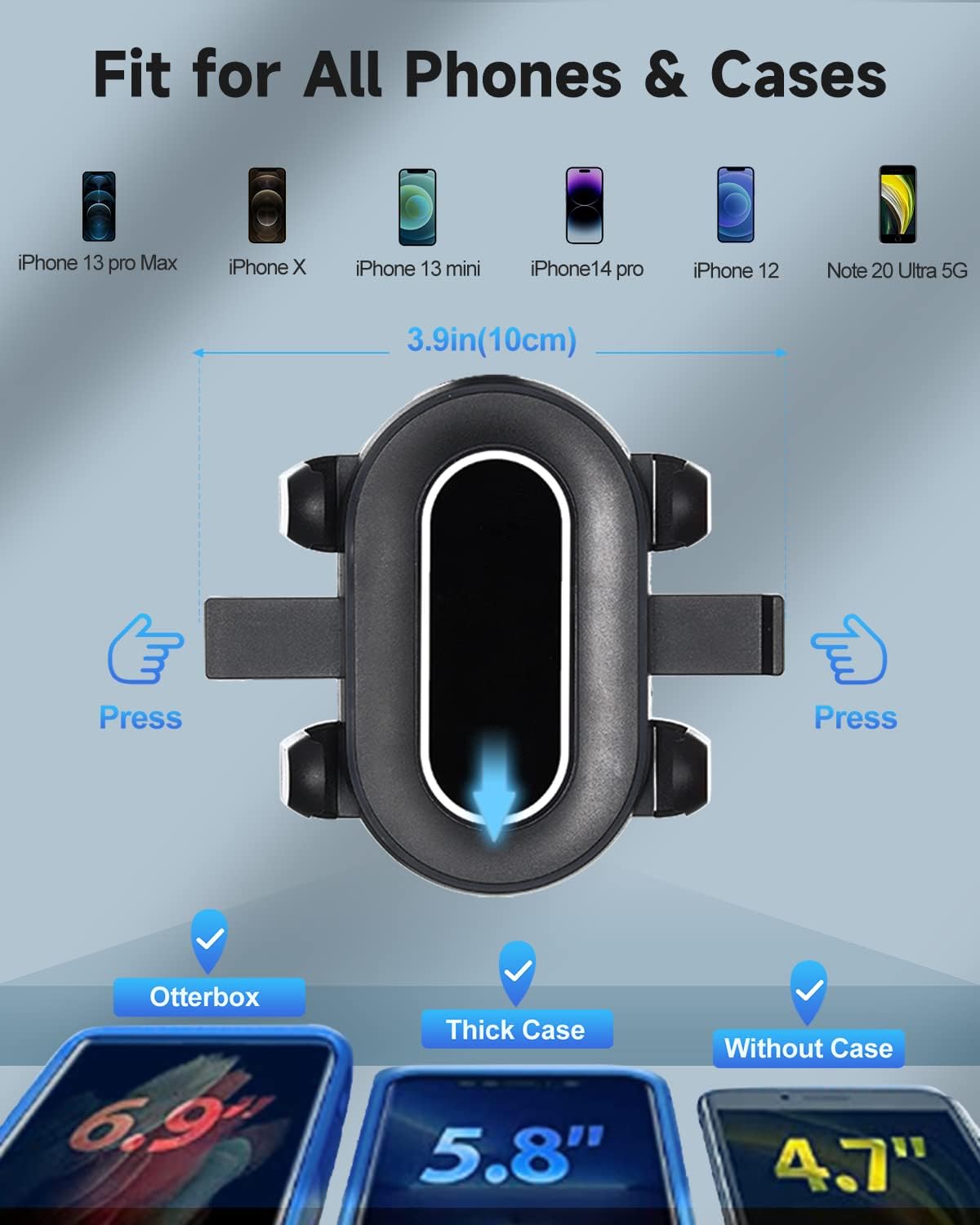 Soporte de teléfono 2 en 1 para espejo retrovisor de automóvil y ventilación de aire, fuerza de sujeción super, soporte universal giratorio y