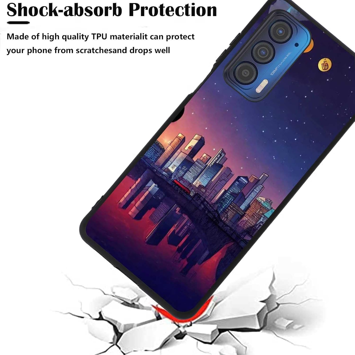 Funda compatible con Motorola Moto Edge 2021Edge 5G UWCity, patrón de anime City Land para hombres y mujeres, funda de silicona suave a prueba de