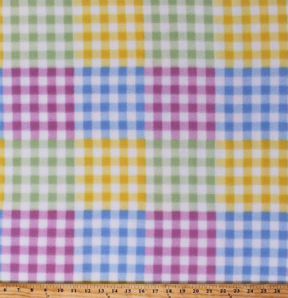 The Yard (A511.36) – Forro polar multicolor a cuadros cuadros cuadros pasteles rosa, azul, verde, amarillo, tela polar impresa por The Yard