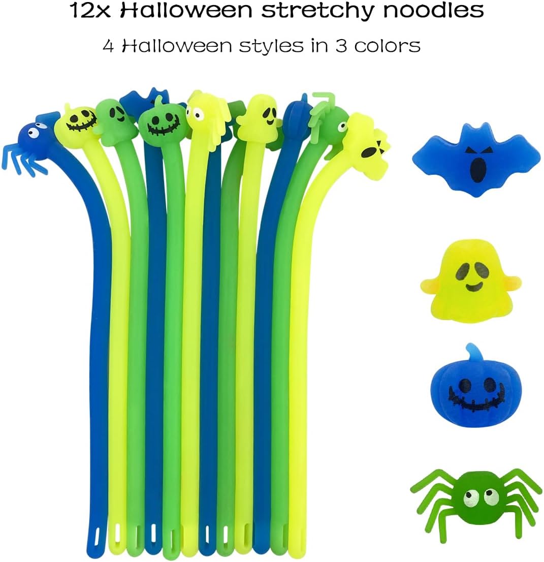 JoFAN Paquete de 24 juguetes sensoriales de cuerda elástica de Halloween para niños y niñas, regalos de fiesta de Halloween, bolsas de golosinas de