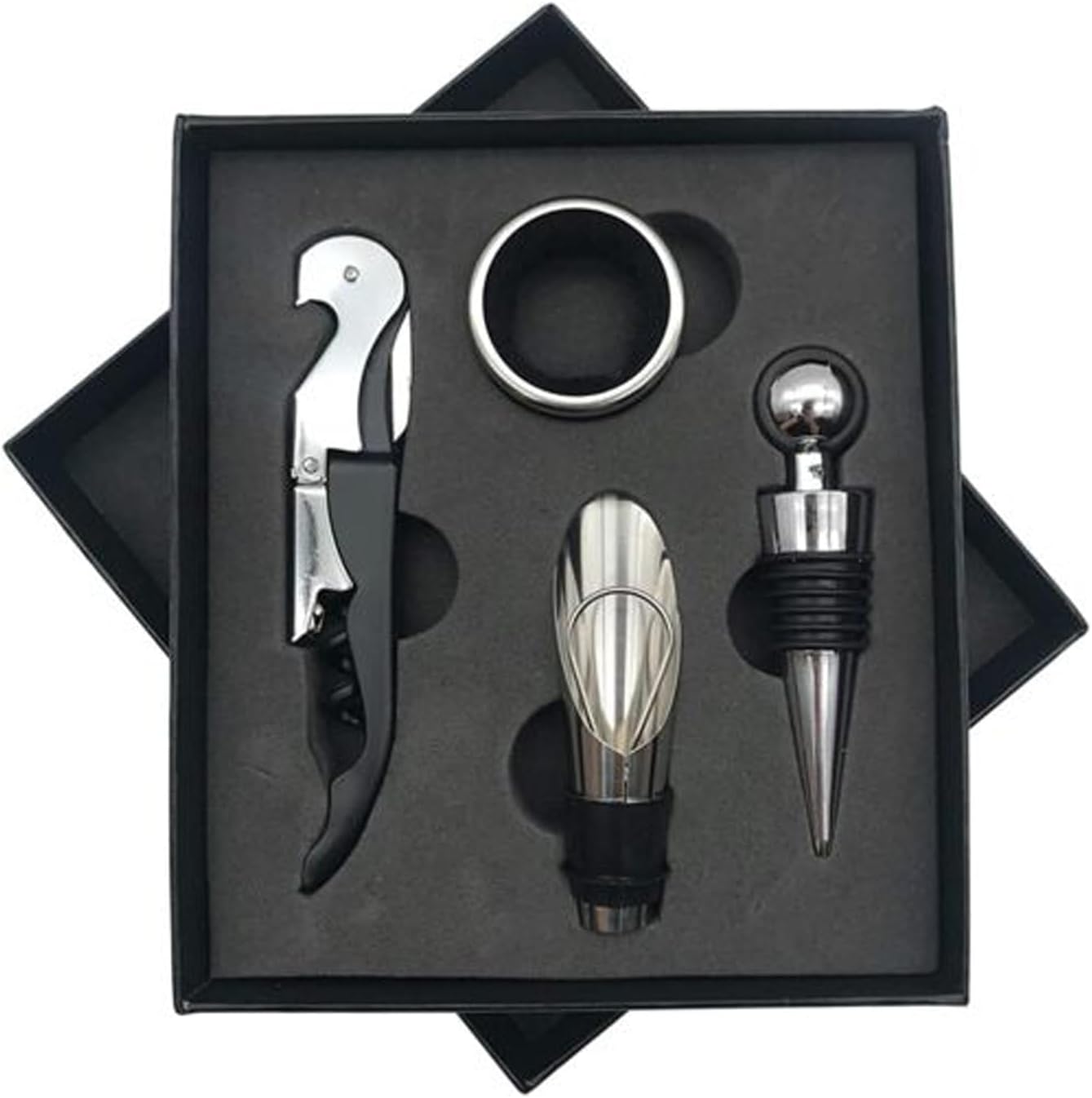 WUPYI Juego de sacacorchos de abrebotellas de vino con estuche de madera para sommeliers, camareros o hogar