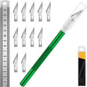 DIYSELF 1 cuchillo Exacto con 11 piezas SK5 de acero de alto carbono, cuchillo de plantilla de cuchillo de precisión, cuchillo de pasatiempo, DIYSELF 1 cuchillo Exacto con 11 piezas SK5 de acero de alto carbono, cuchillo de plantilla de cuchillo de precisión, cuchillo de pasatiempo,