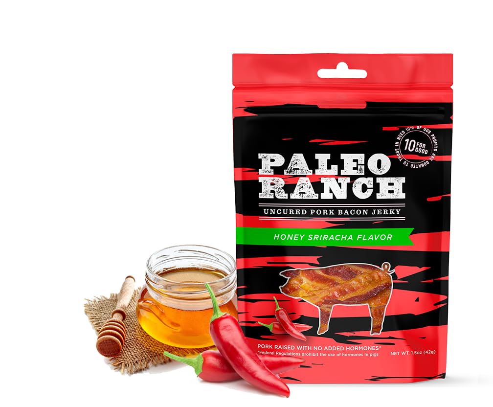 Paleo Ranch Paquete variado de cecina de tocino, barbacoa dulce, chipotle habanero, miel sriracha, 3 CT