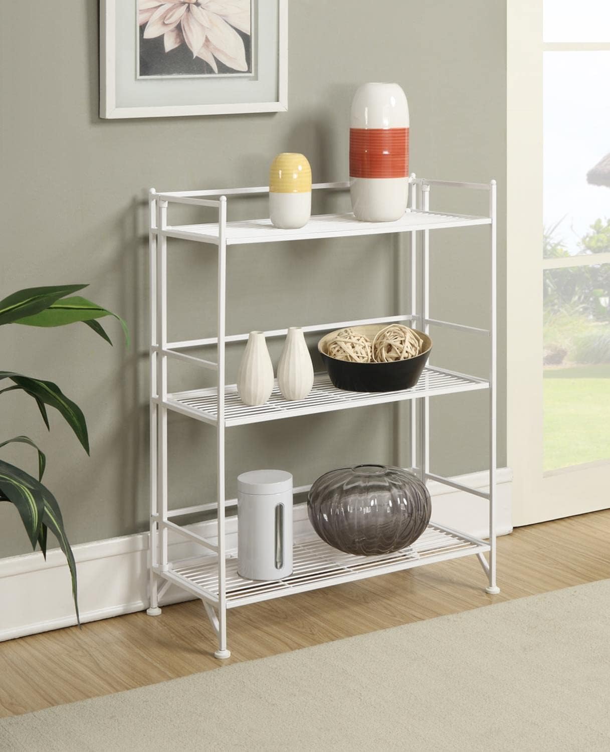 Convenience Concepts Designs2Go – Estante para almacenamiento extra de 2pisos, metal, plegable, Metal, Blanco