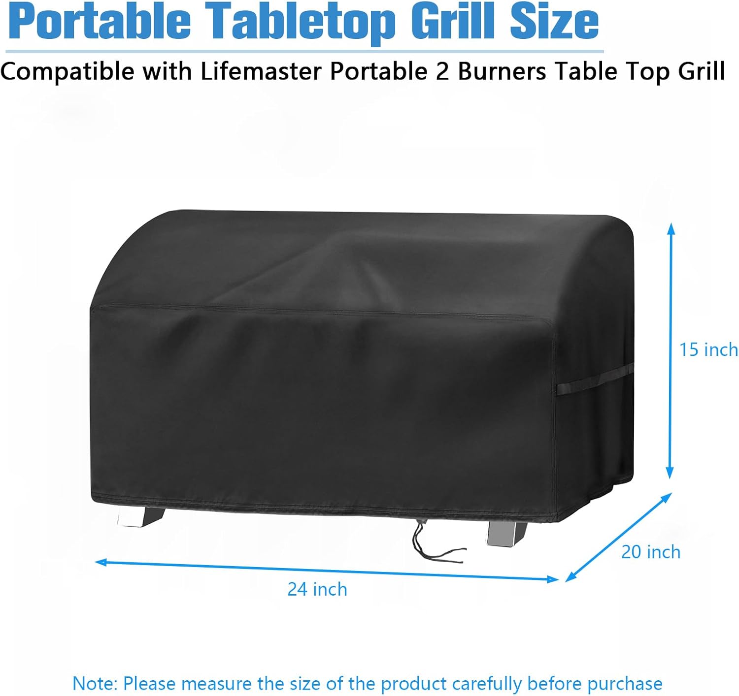 Jungda Lifemaster – Cubierta para parrilla portátil Lifemaster, cubierta impermeable para parrilla de barbacoa de mesa pequeña, 24 x 20 x 15 pulgadas