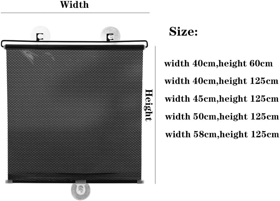 1 persiana enrollable con ventosas, cortinas opacas con bloqueo de rayos UV, cortina para automóvil, hogar (15.7 in x 23.6 in, negro)