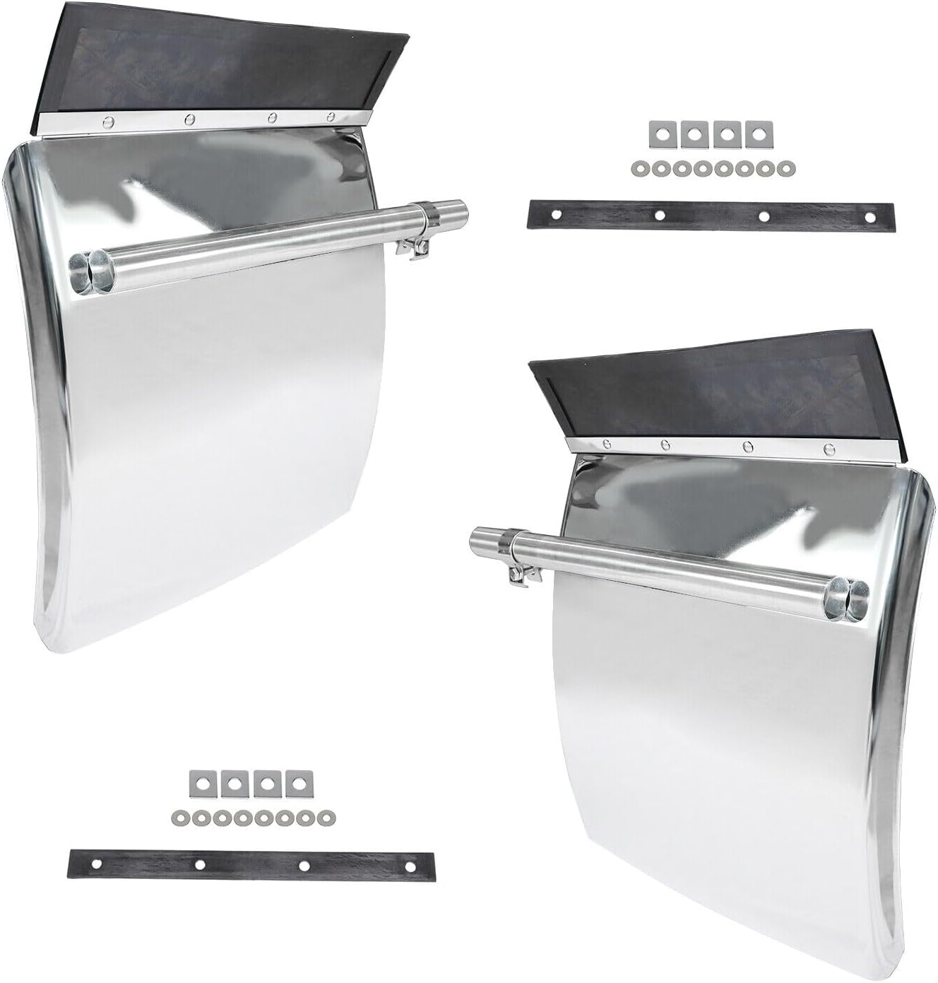 Par (2) Quarter Fen-der 24″ x 27″ Acero Inoxidable Para Semi Camión Freightliner