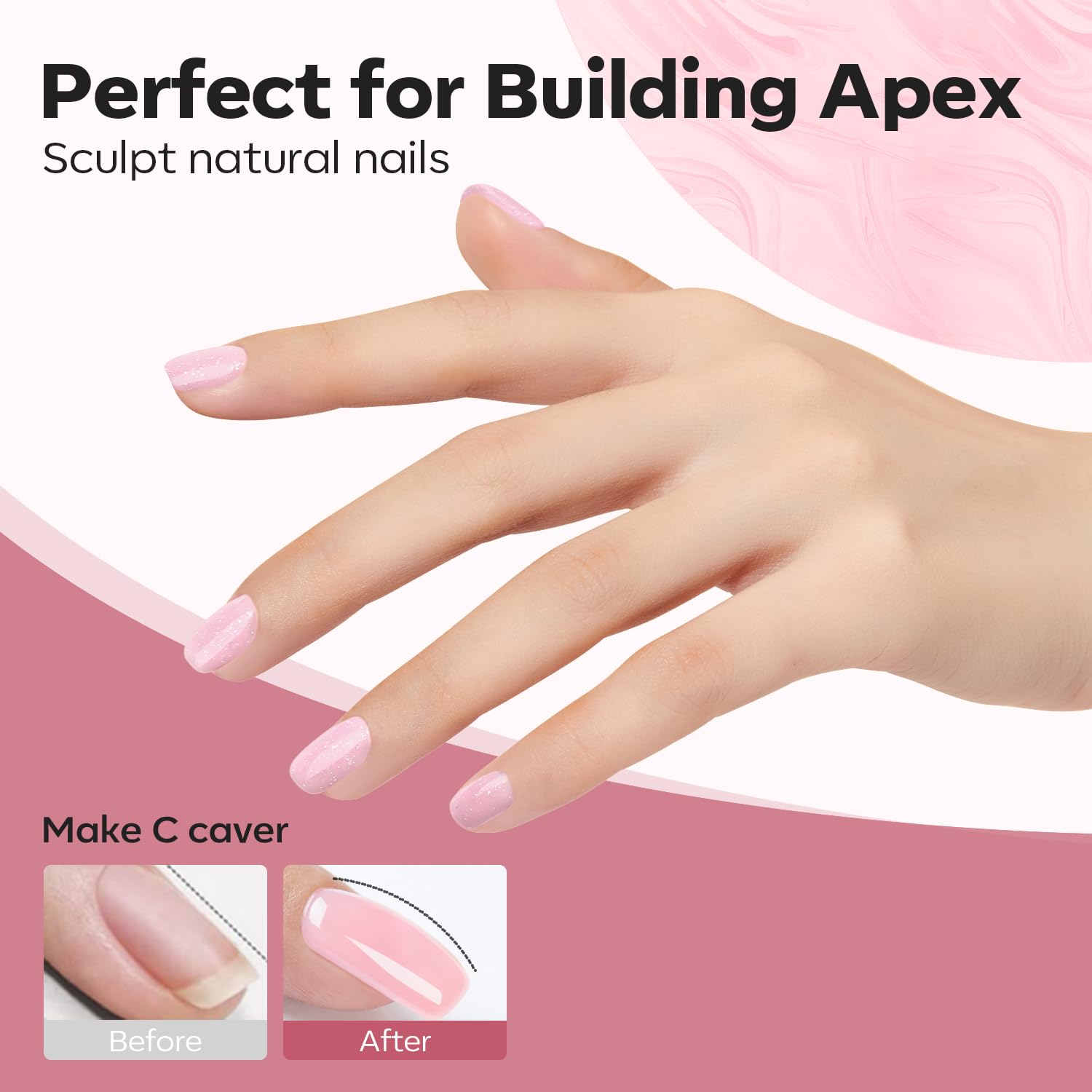 modelones Builder Gel de uñas, 8 en uno, esmalte de uñas de gel constructor con purpurina rosa nude, esmalte de gel con base de goma iridiscente