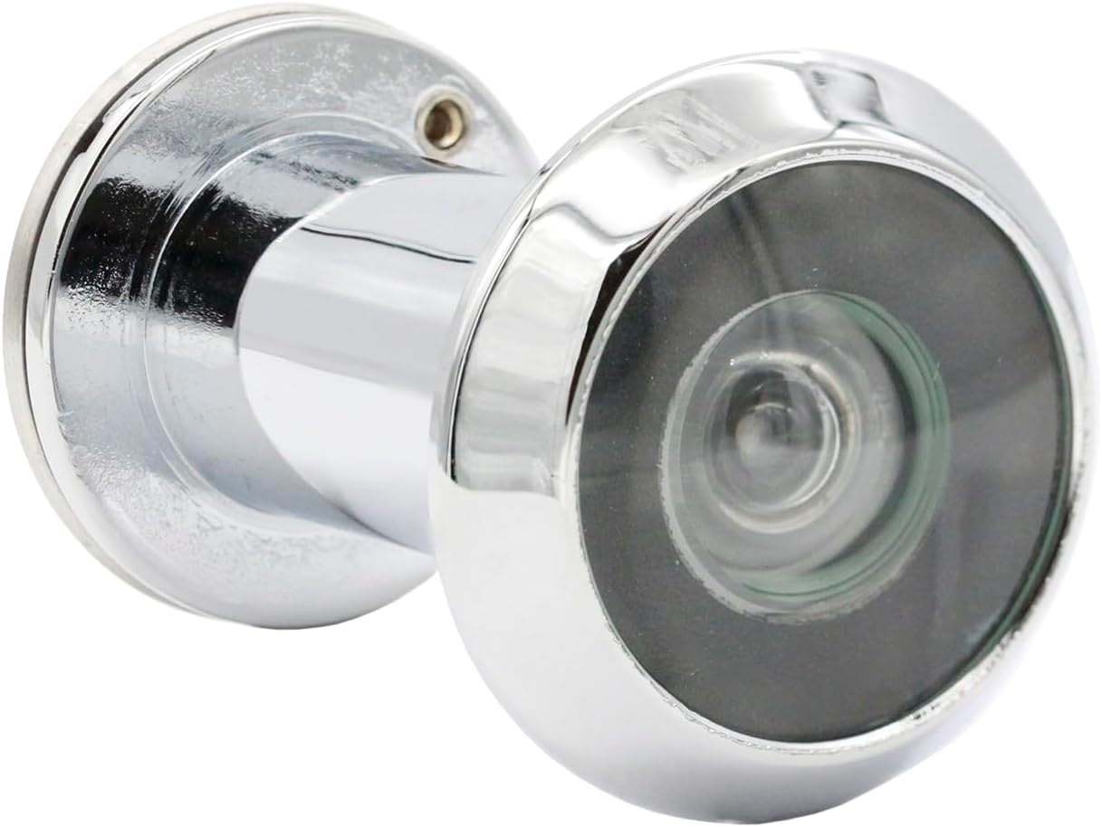 Visor de puerta frontal unidireccional de seguridad con ángulo de 200 grados, mirilla resistente hecha de latón con cubierta de privacidad, cromo,