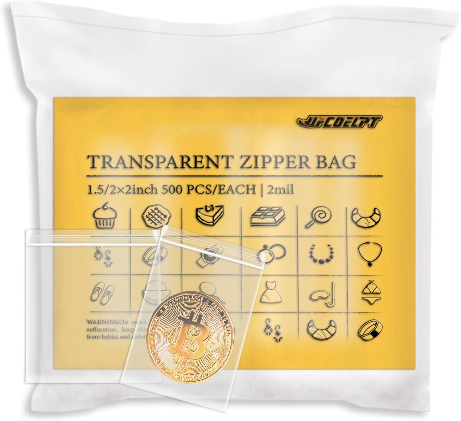 1000 unidades, 2 mini bolsas Ziplock de varios tamaños 1.5 x 22 x 2, pequeñas bolsas de plástico, cada una 500x, bolsas pequeñas transparentes para