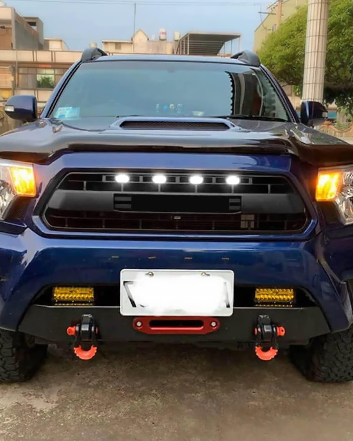 MEALAM Luces LED blancas 4 piezas parrilla delantera Raptor lámparas accesorios de coche con arnés y fusible, compatible con Toyota Tacoma 2012 2013