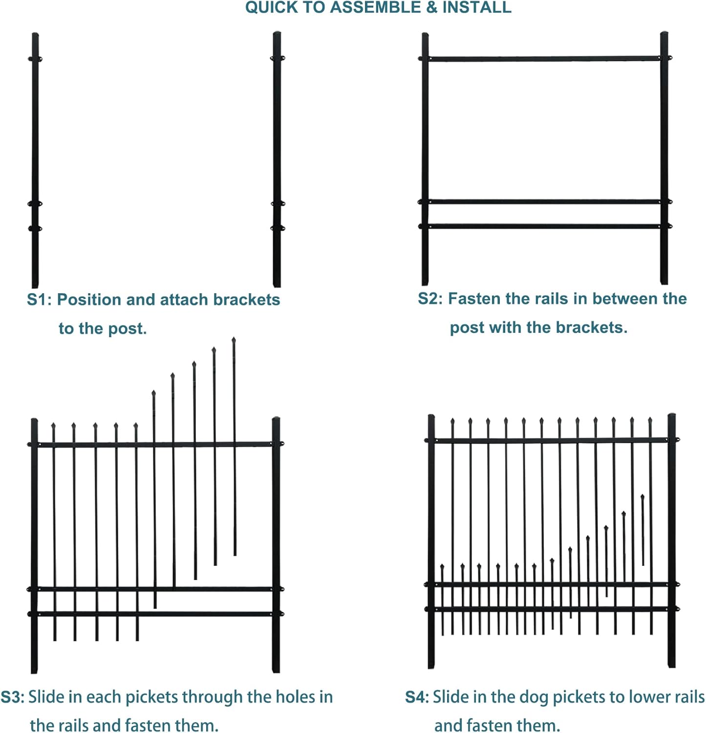 Nuwovwo Paneles de valla de metal con combo de piquetes para perros, 6 pies de alto x 6.5 pies de ancho, valla de acero galvanizado para instalación