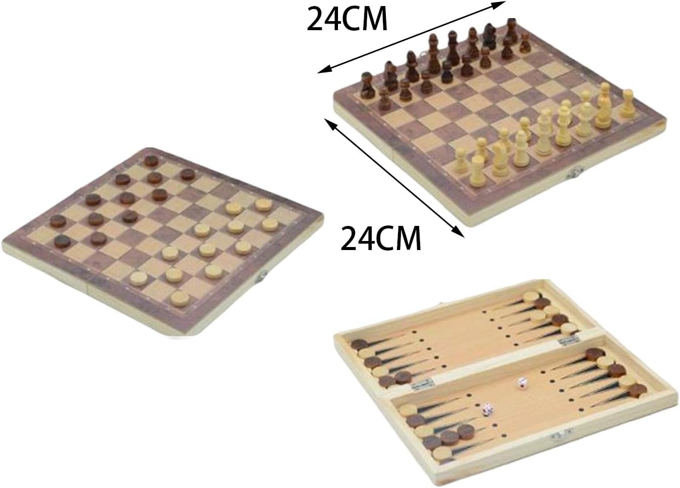 Yiju Juego de ajedrez 3 en 1, tablero plegable, portátil, ligero, estuche de viaje, ajedrez, damas, juegos de backgammon para principiantes, juegos