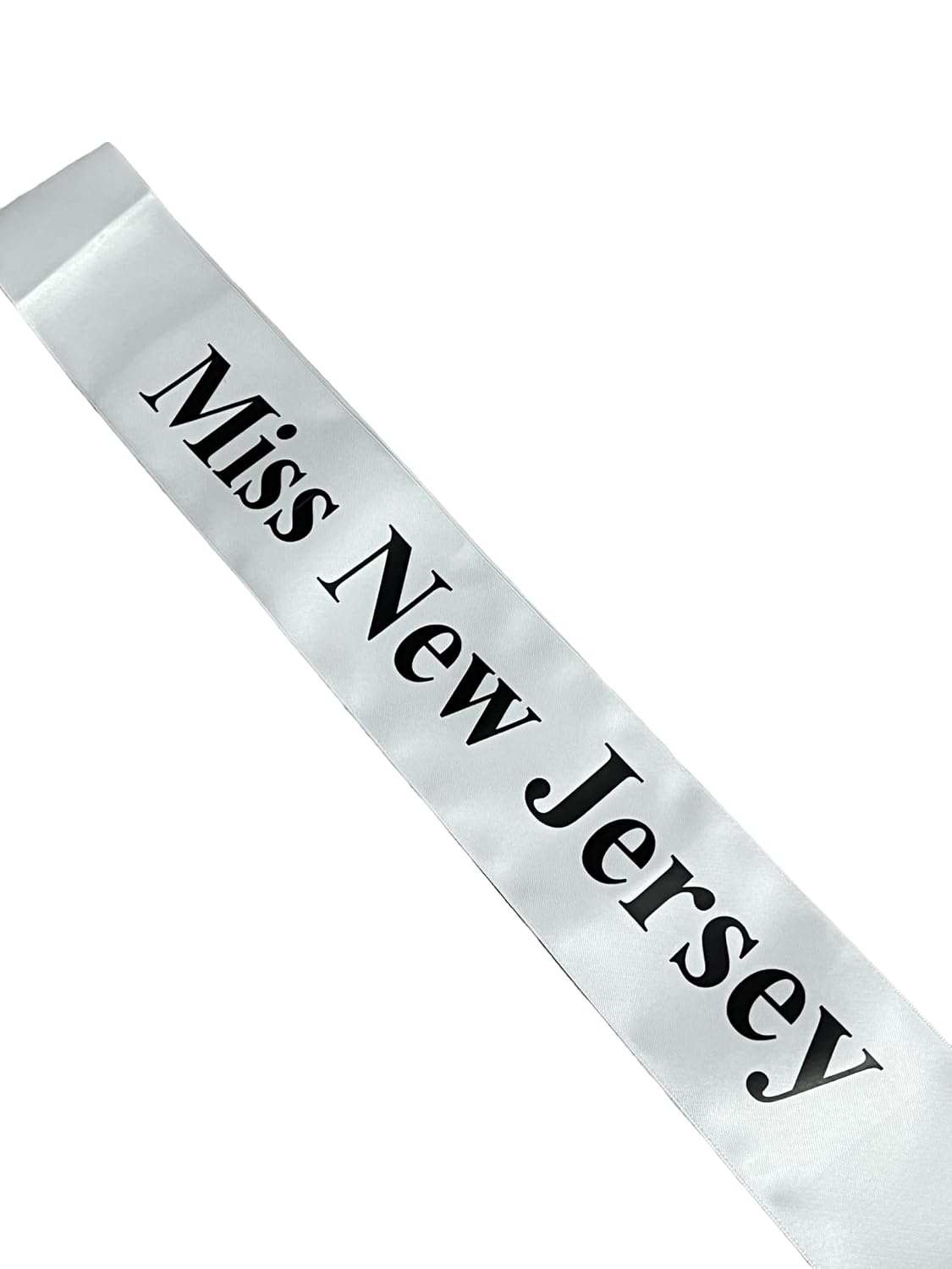 Rock Your Ribbon This Halloween with our Novelty Miss New Jersey cross body pageant sash with adjustable pin, One side fits most including children,