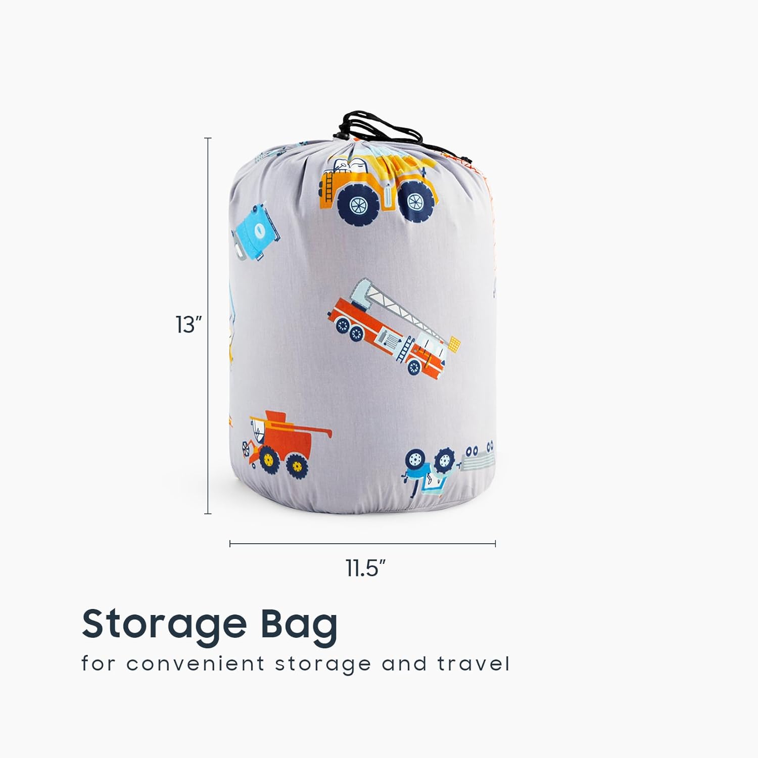 Wake In Cloud – Saco de dormir para niños pequeños, tela de algodón, portátil, compacta, ligera, con almohada y manta, para niños, coches, grúas,