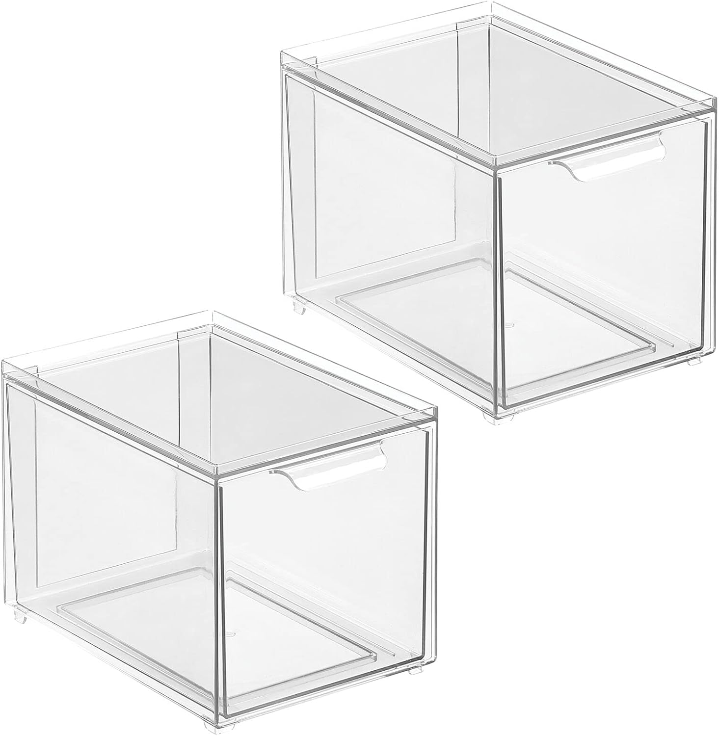 mDesign Contenedor organizador de armario de plástico con cajón extraíble, almacenamiento delgado y apilable para armario, organización para