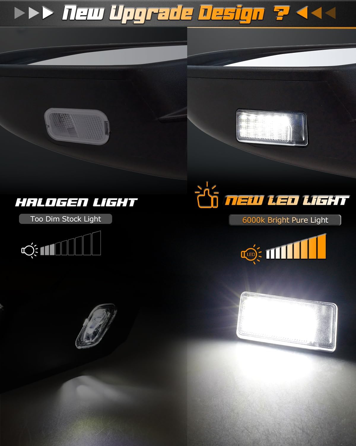 HERCOO 2 luces LED para espejo lateral, compatibles con Ram 1500 2019-2023, 6000 K, color blanco