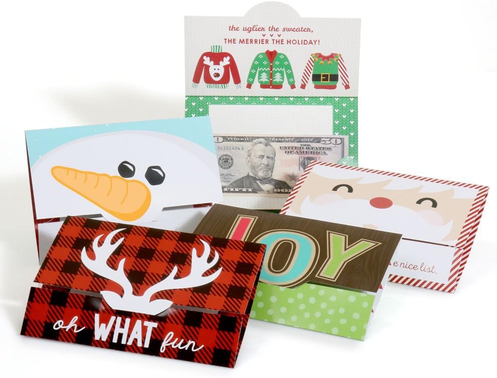 Big Dot of Happiness Tarjetas navideñas surtidas, dinero de Navidad y tarjeteros de regalo, juego de 8