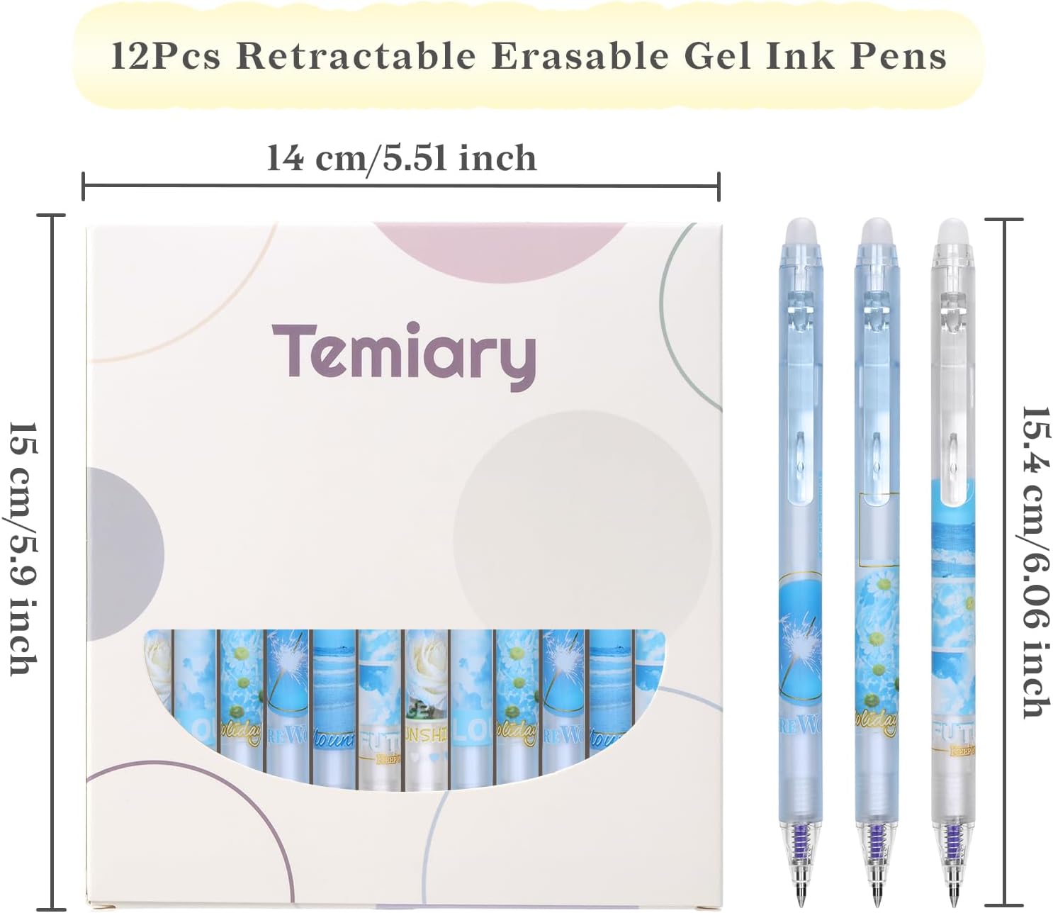 12 bolígrafos de gel borrables, hacen desaparecer los errores, punta fina de 0.020 in, escritura suave para rompecabezas de planificación, tinta