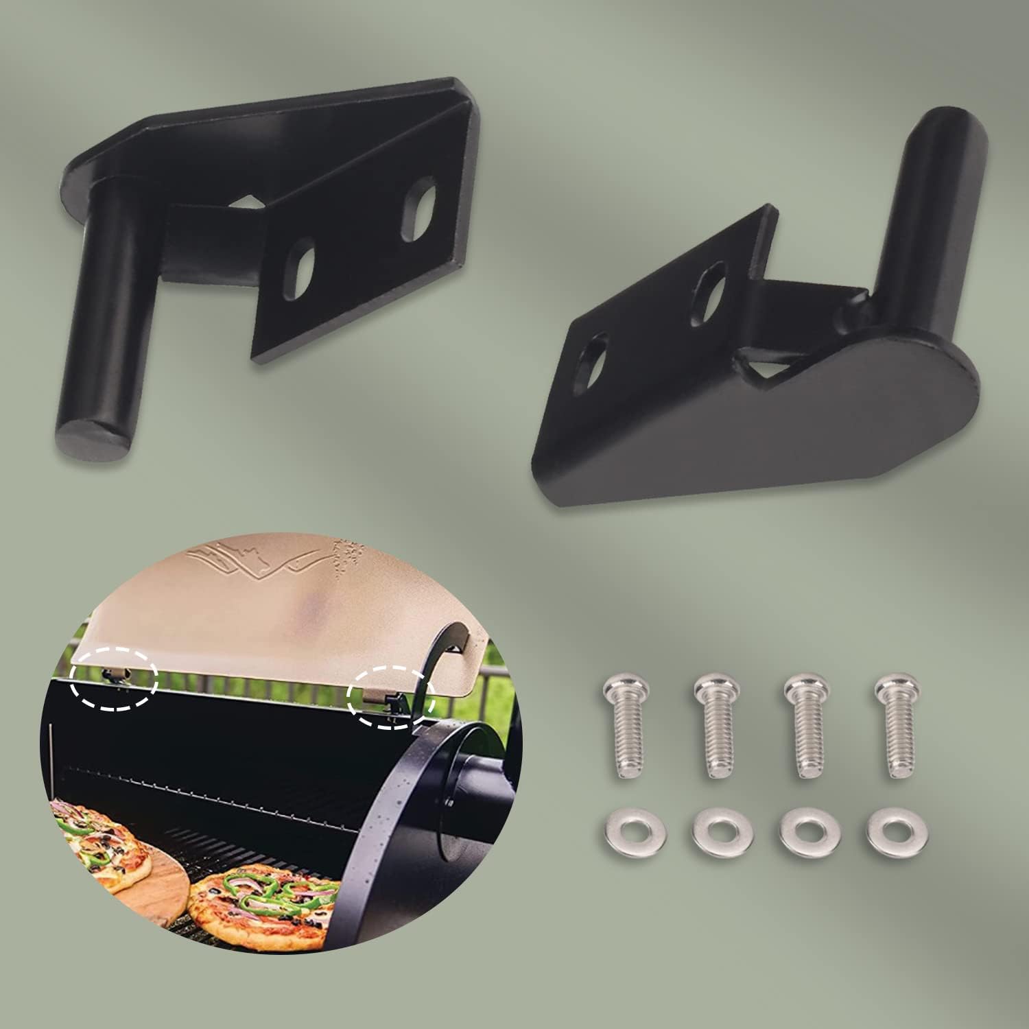 Kit de bisagra de tapa, 1 lado izquierdo y 1 bisagra lateral derecha, compatible con muchas bisagras de modelos de parrillas Traeger, accesorios de